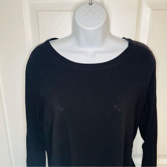 Westbound Mixed Media Cotton Blend Long Sleeve Back Pleat Top Black M - Picture 5 of 8